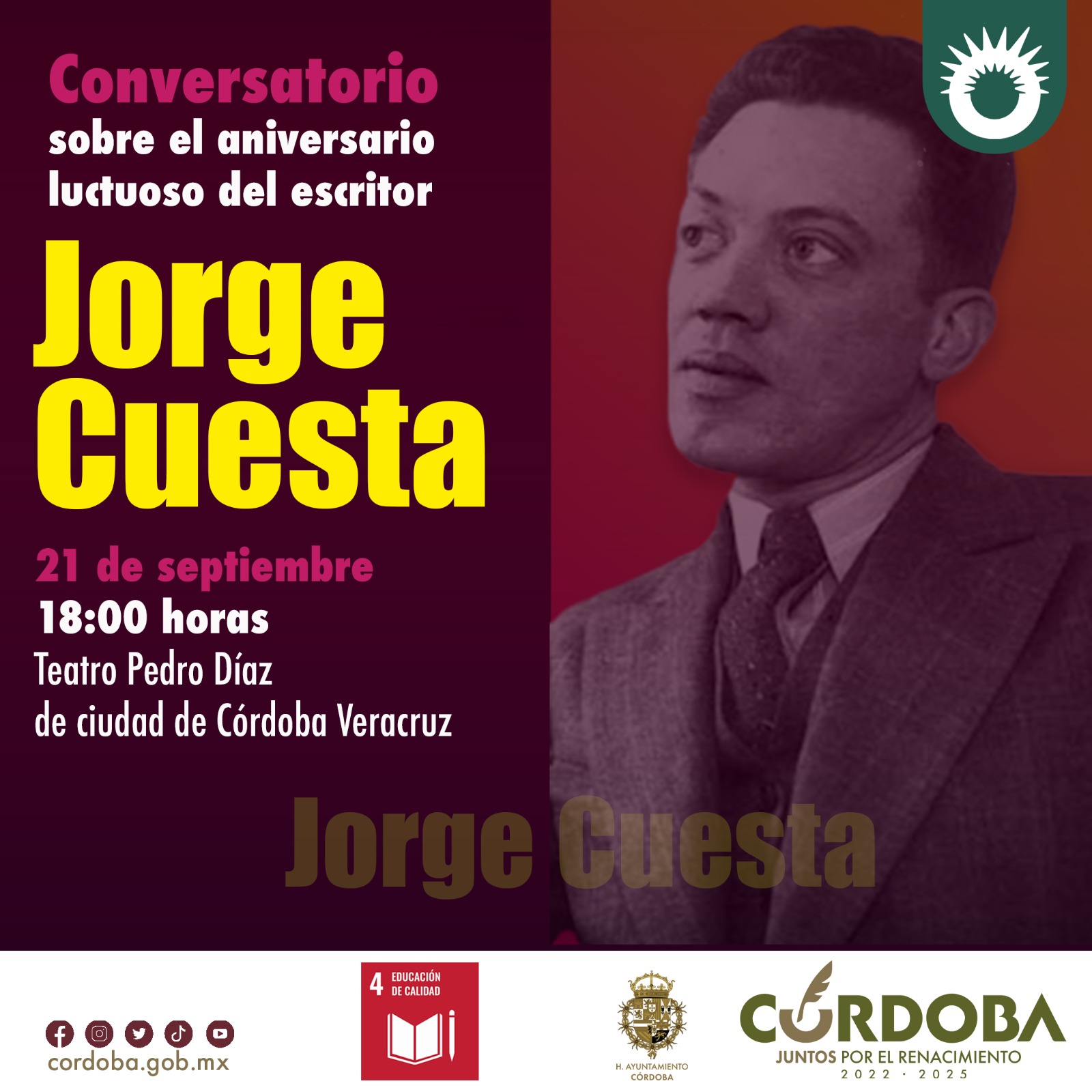Conversatorio sobre el aniversario luctuoso del escritor Jorge Cuesta