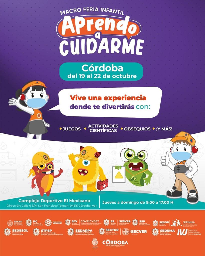 Será Córdoba sede de la Macro Feria Infantil “Aprendo a Cuidarme”; del 19 al 22 de octubre