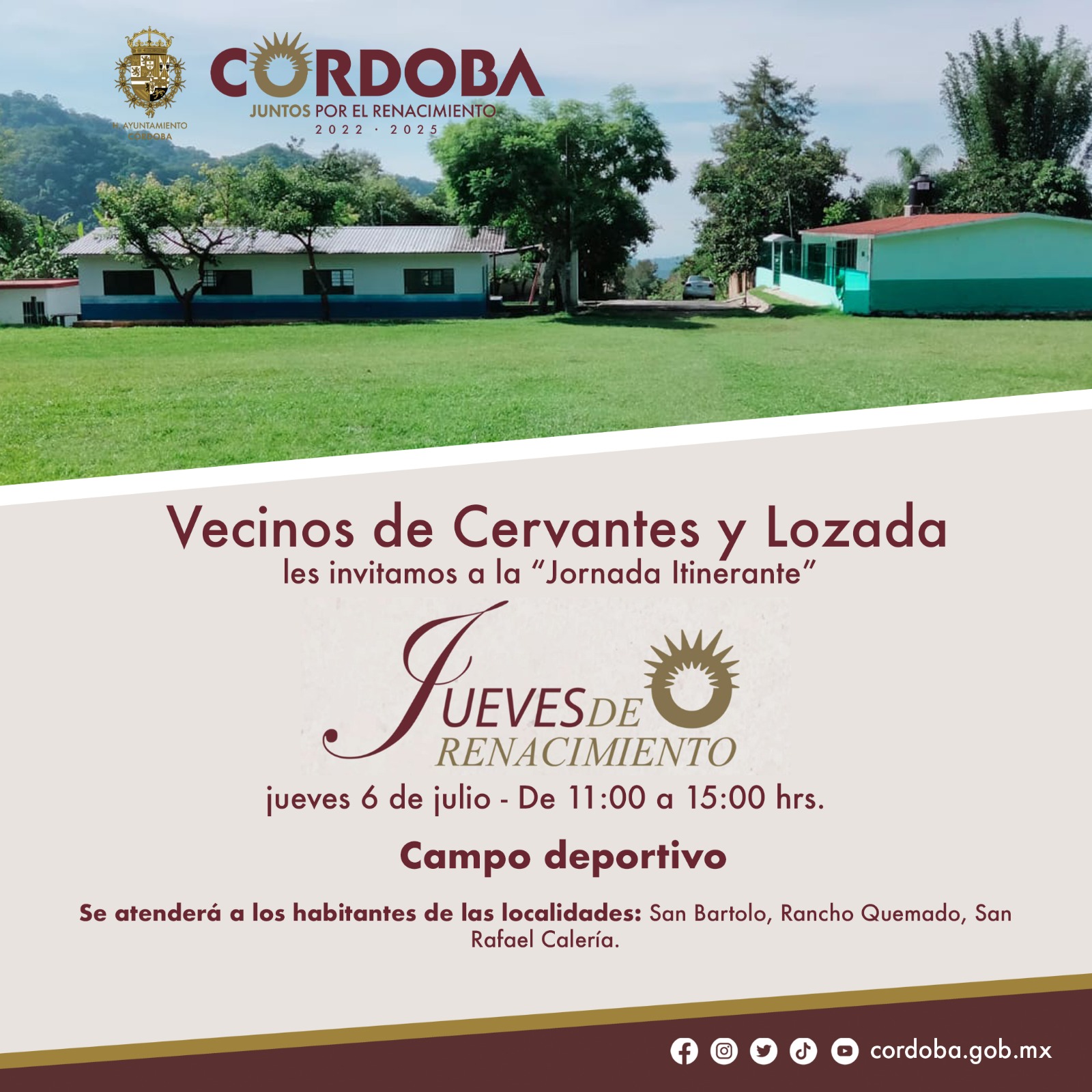 Llegará “Jueves de Renacimiento” a la comunidad de Cervantes y Lozada