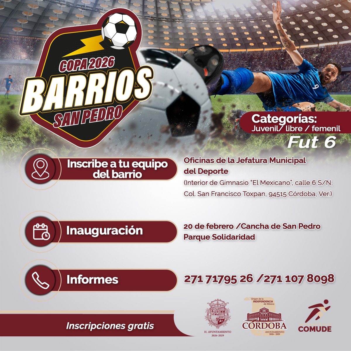 Jefatura de Deporte invita al primer torneo de barrios